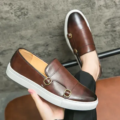 BROWN DOUBLE BUCKLE LOAFER